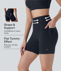 Halara UltraSculpt™ High Waisted Tummy Control Contrast Lace Training Biker Shorts 5'' with Pockets
