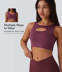 OneForm Seamless Flow Low Support Cut-out Built-in Bra Yoga Sports Bra-Front and Back Wearable