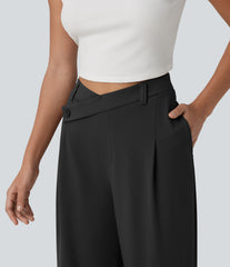 Halara Flex™ DayStretch Asymmetric High Waisted Work Straight Leg Pants with Pockets