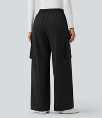 High Waisted Wide Leg Travel Pants with Pockets