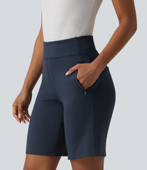 DayStretch High Waisted Work Baggy Bermuda Shorts with Pockets