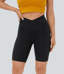 SoftlyZero™ High Waisted Crossover Pocket Yoga Biker Shorts 7"-UPF50+