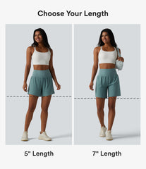 Super High Waisted Tummy Control 2-in-1 Quick Dry Yoga Shorts 5'' with Pockets