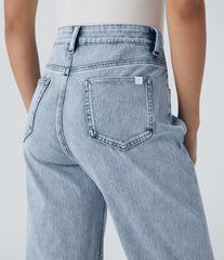 Halara Flex™ High Waisted Zipper Pockets Straight Leg Casual Jeans