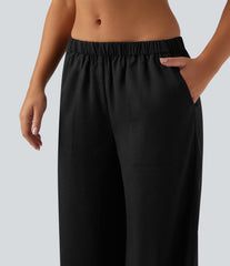 Mid Rise Resort Baggy Pants with Pockets