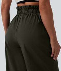 High Waisted Drawstring Parachute Workout Joggers with Pockets