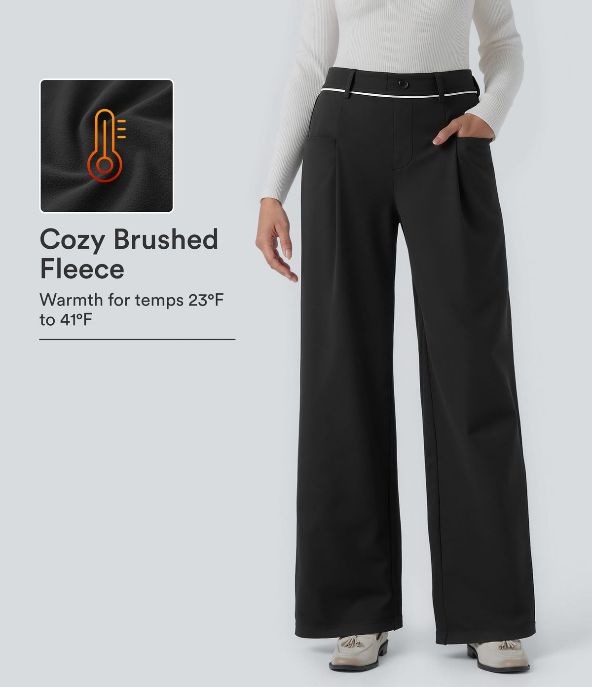 SoftlyZero™ Plush Thermal Mid Rise Straight Leg Work Pants with Pockets