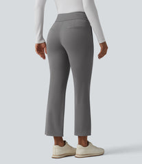 High Waisted Quick Dry Golf Bootcut Pants-Golf Tee Pocket-UPF40+