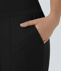 High Waisted Plain Pocket Casual Joggers