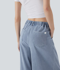 Halara Flex™ High Waisted Wide leg InstantCool Quick Dry Denim Casual Jeans with Pockets