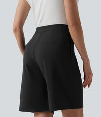 DayStretch Asymmetric Mid Rise Work Bermuda Shorts 10'' with Pockets