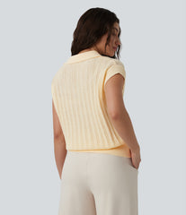 Polo Cap Sleeve Work Sweater