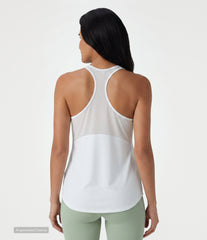 Racerback Breathable Mesh Curved Hem Quick Dry Yoga Tank Top
