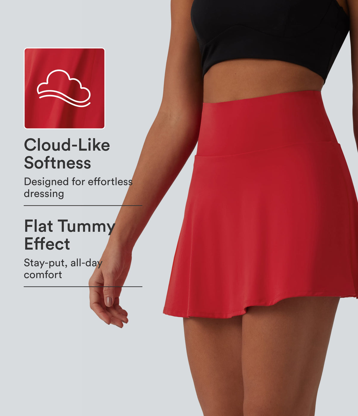 SoftlyZero™ Airy High Waisted Tummy Control 2-in-1 InstantCool Mini Tennis Skirt with Pockets-UPF50+