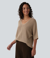 V Neck Half Sleeve Casual Sweater