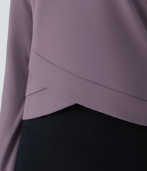 SoftlyZero™ Plush Round Neck Crossover Hem Yoga Sports Top