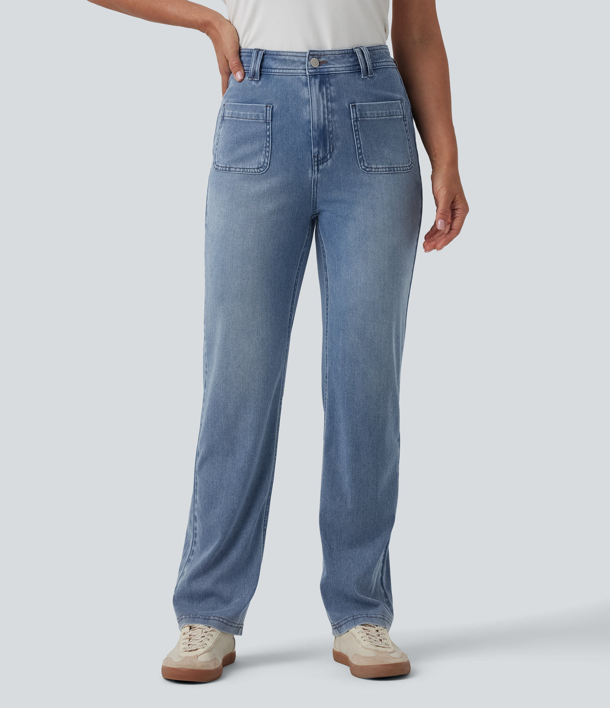 Halara Flex™ High Waisted Draped Lyocell Casual Bootcut Jeans with Pockets