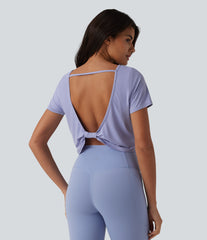 Boat Neck Short Sleeve InstantCool Yoga Sports Top-UPF50+