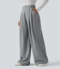 High Waisted Wide Leg Baggy Work Pants with Pockets