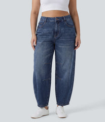 Halara Flex™ Low Rise Barrel Leg Casual Plus Size Jeans with Pockets