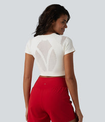 OneForm Seamless Flow Breathable Mesh Workout Cropped Sports Top