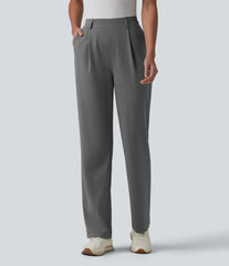 High Waisted Straight Leg Quick Dry Golf Pants with Pockets-UPF40+