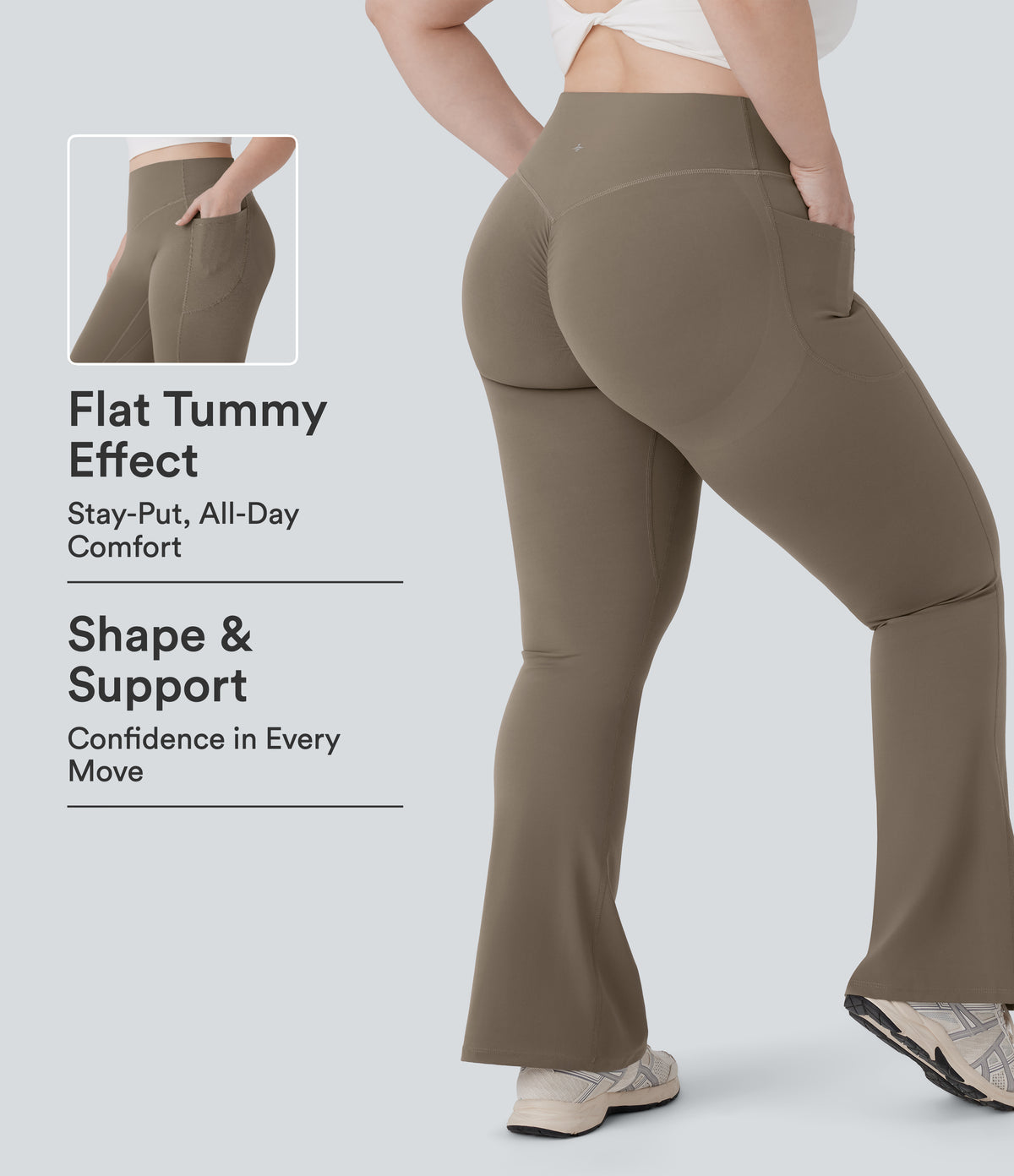 Halara UltraSculpt™ High Waisted Scrunch Butt Lifting Tummy Control Pocket Shaping Yoga Bootcut Plus Size Leggings