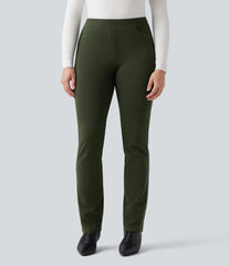 Halara Flex™ Wear-Resistant Mid Rise Ponte Roma Slim Work Pants with Pockets
