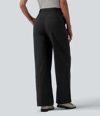 Halara Flex™ DayStretch Asymmetrical High Waisted Straight Leg Work Pants with Pockets