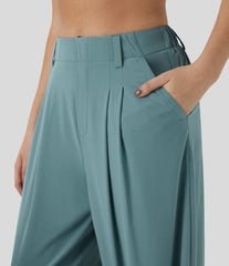 Breezeful™ High Waisted Pocket Wide Leg Baggy Flowy Solid Palazzo Quick Dry Casual Pants