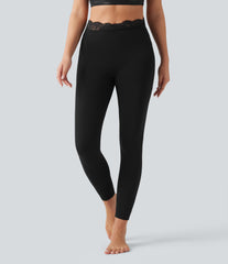 Halara UltraSculpt™ V-Shaped High Waisted Contrast Lace Yoga Leggings with Pockets