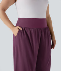Plus Size Breezeful™ High Waisted Tummy Control Hem Quick Dry Pants with Pockets
