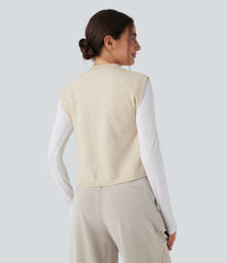 Round Neck Tie Work Sweater Vest