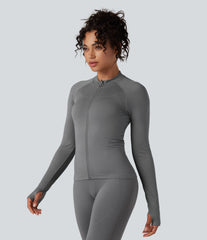 Seamless Flow Zipper Long Sleeve Thumb Hole Yoga Jacket