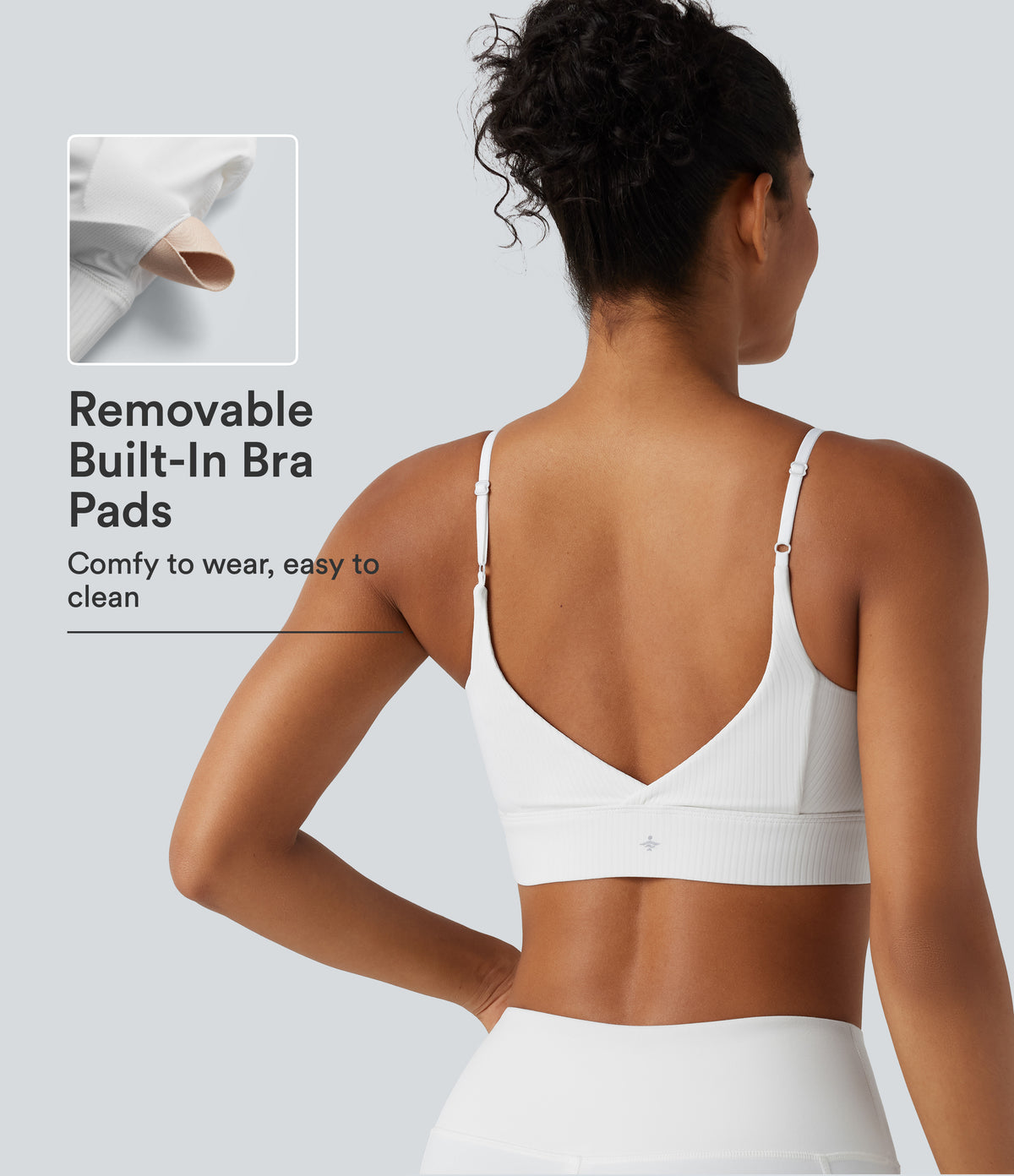 Ribbed Knit Low Support Built-in Bra Yoga Sports Bra