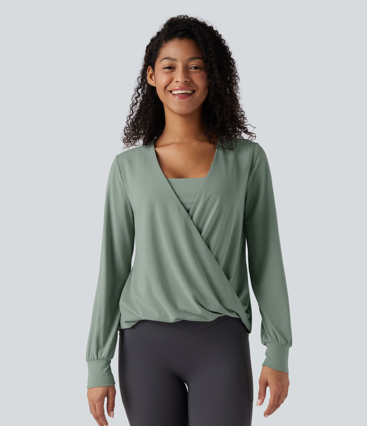 Long Sleeve Crossover Quick Dry Yoga Sports Top