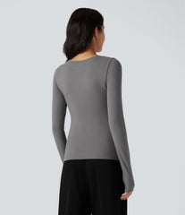 Halara HeatCore Scoop Neck Push-Up Long Sleeve Casual Warming Top A/B Cup