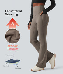 Halara Ultrasculpt™ Heat High Waisted Tummy Control Fleece Shaping Yoga Bootcut Leggings with Pockets