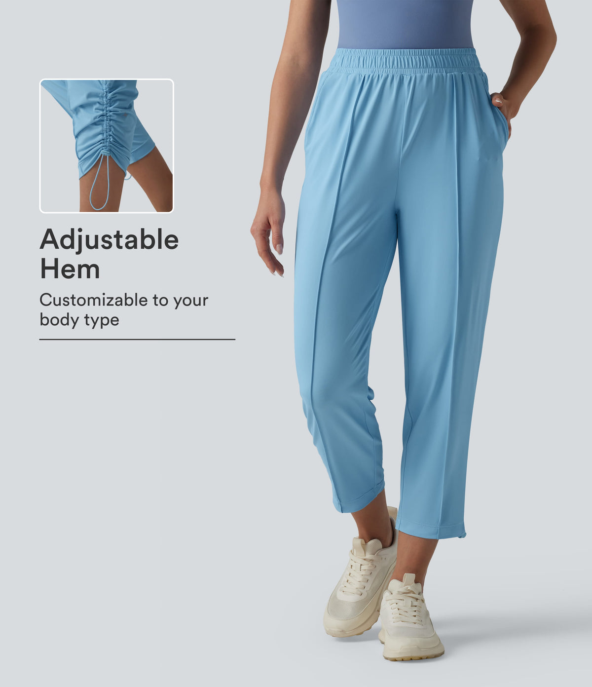 High Waisted Pintuck InstantCool Workout Pants with Pockets-UPF50+