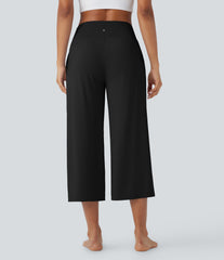 Crossover High Waisted Pockets InstantCool Yoga Capri Pants-UPF50+