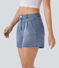 Halara Flex™ High Waisted Washed Denim Casual Shorts with Pockets