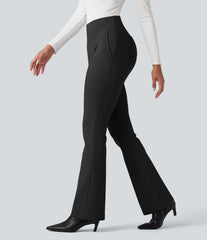 High Waisted Work Flare Pants with Pockets