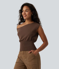 One-shoulder Short Sleeve Casual Sweater