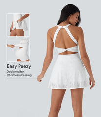 Lace 2-in-1 Mini Dance Active Dress with Pockets-Easy Peezy