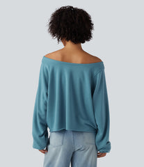 Off Shoulder Long Sleeve Casual Sweatshirt
