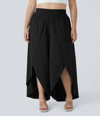 Breezeful™ High Waisted Back Waistband Pocket Palazzo Flowy Wide Leg Quick Dry Casual Plus Size Pants