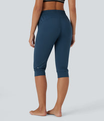 High Waisted Drawstring Pocket Dance Pedal Pusher Joggers