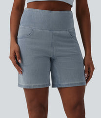 Halara Flex™ High Waisted Tummy Control Denim Casual Bermuda Shorts 7'' with Pockets