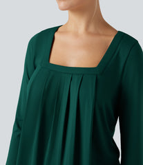 Square Neck Long Sleeve Casual Top