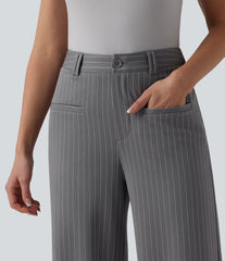 Halara Flex™ Mid Rise Wide Leg InstantCool Stripe Work Pants with Pockets